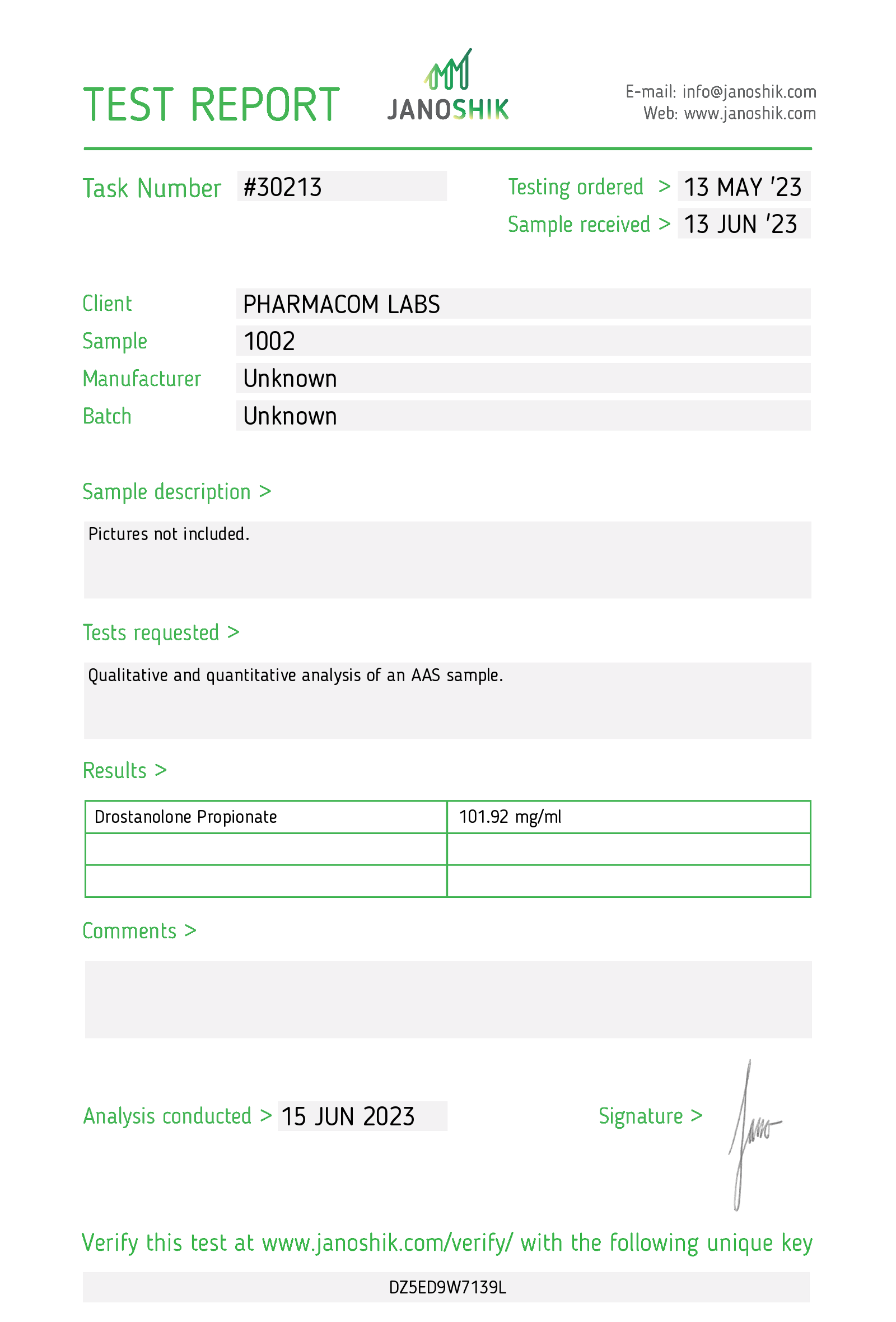 Pharmadro P 100 - Jano Test